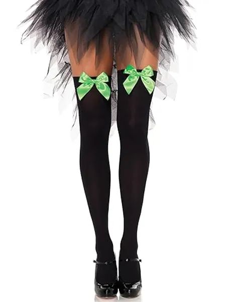 Leg Avenue Women's Satin Bow Accent Thigh Highs