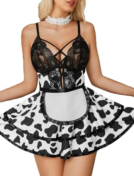 Avidlove Sexy Maid Lingerie for Women Maid Outfit French Maid Costume Babydoll Lingerie Dress Cosplay Lingerie