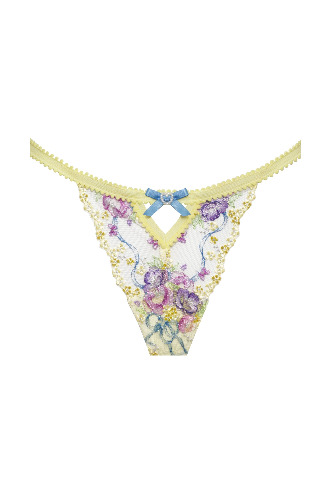 Lavender Meadows Embroidery Thong Panty | XXS / Yellow