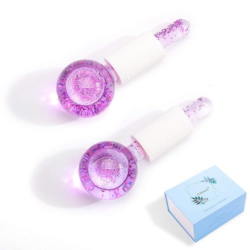 CIBLUTY ICE BEAUTY BALLS for FACIAL, 2PCS Purple Facial Roller for Cold Facial Massage Face Roller Balls with Anti-Freeze Liquid to Reduce Puffiness, Pores, Wrinkles… - Purple