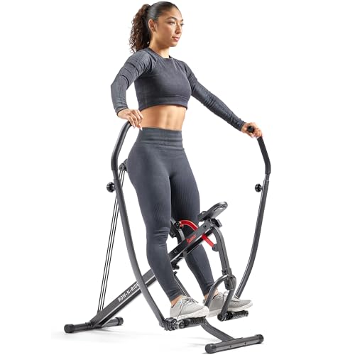 Sunny Health & Fitness Row-N-Ride Squat Assist Trainer for Glutes & Legs Workout with Adjustable Resistance, Optional Full Motion & Smart Connected Fitness App - 5 - Full Motion Smart