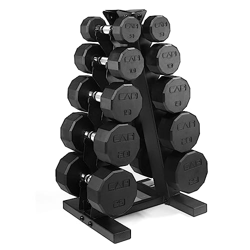 CAP Barbell Dumbbell Set with Rack | Multiple Options in 150lbs and 210lbs - 150lbs Set - 12-Sided - Chrome Handle