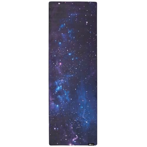 POPFLEX Large Hot Yoga Mat Non Slip - Extra Thick, Ultra Absorbent Non Slip Yoga Mat for Women - Large Exercise Mat for Yoga, Pilates, Stretching, Floor & Fitness Workouts - Includes Carry Strap - Vegan Suede Mats - Diamond Sky