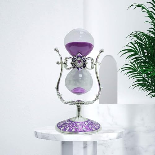 Sanduhr 15 Minuten,Metal Vintage Hourglass,Hour Glass,Hourglass Decor,for Home Decoration Office Desk Wedding Party Decor Kitchen Timer (Violetter Sand) - 15 Min - B Zisha