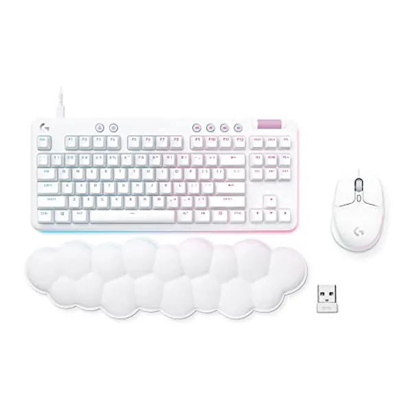 Logitech G713 Wired Mechanical Gaming Keyboard Linear + G705 Wireless Gaming Mouse - White Mist