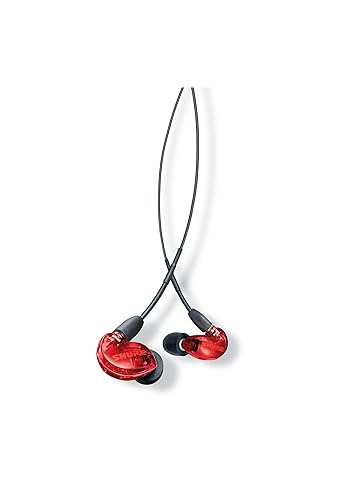 Shure SE215 Special Edition PRO Wired Earbuds - Professional Sound Isolating Earphones, Clear Sound & Deep Bass, Single Dynamic MicroDriver, Great for Music, Gaming, & Calls - Red - Red