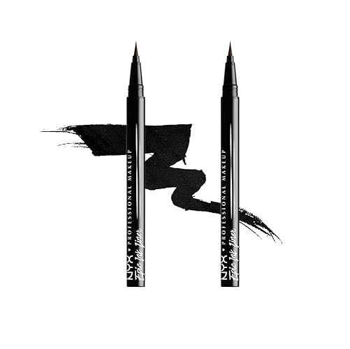 NYX Professional Makeup Epic Ink Liner, Brush Tip Liquid Eye Liner Pen, Up To 24 Hours of Wear, 6 Intensely Pigmented Shades, Waterproof Vegan Formula, Shade: Black, Pack of 2 - Black - 1 count (Pack of 2)