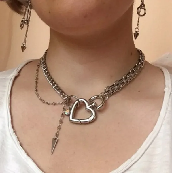 Cute Heart Choker Heart Collar Layering Necklace Choker | Etsy