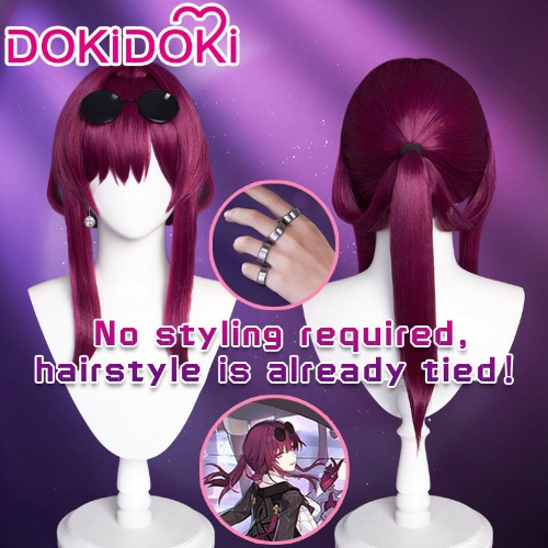 DokiDoki Game Honkai: Star Rail Cosplay Kafka Wig Long Straight Purple Hair / Glasses / Earrings / Ring | Kafka Wig Only