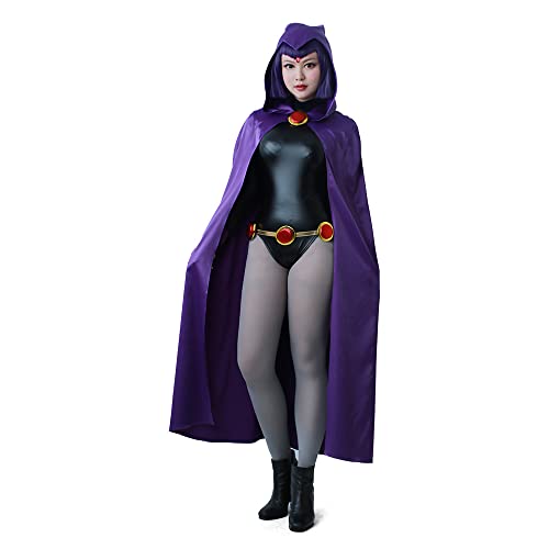 miccostumes Women's Costume Magical Girl Cosplay Fighting Bodysuit Full Set With Purple Hooded Cloak - Small