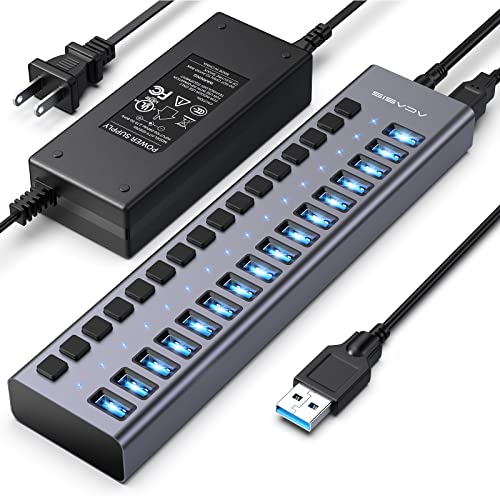 ACASIS Powered USB Hub,16 Ports USB 3.0 Data Hub, Individual On/Off Switches, 12V7.5A 90W Power Adapter, USB Hub 3.0 Splitter Extension for MacBook, Mac Pro/Mini, iMac, Surface Pro Laptop/PC - 16 ports