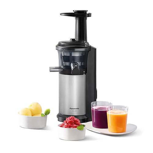 Panasonic MJ-L500S Slow Juicer / Entsafter / 2 Einsätze für Säfte & tiefgefrorene Zutaten / Frozen Joghurt / Silber - Silber