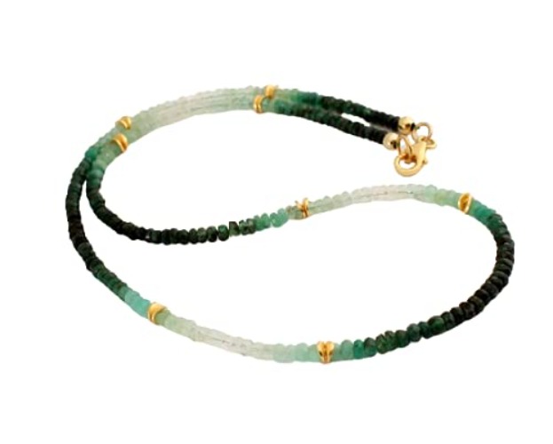 Edel Smaragd Facettierte Edelstein kette in farbverlauf mit hartvergoldet 925 Silber