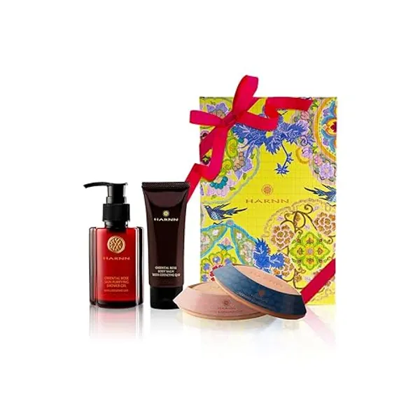 Set per la cura del corpo Anti-Aging con crema doccia, lozione corpo e saponi HARNN - Tentazione di rosa I (rosa damascena)