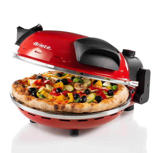 Ariete 909 Pizza 4' Minuti, Forno per pizza, 1200 W, 5 livelli di cottura, Temperatura Max 400°C, Rosso