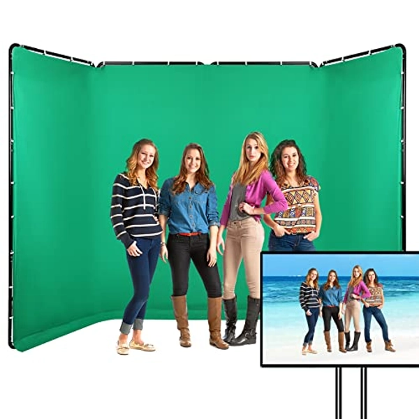 GSKAIWEN 7.87ft x 13.12ft Portable Large Chromakey Green Screen Backdrop with Stand Photography Background Support System for Photo Studio Video Shooting, Live Streaming, Parties, Keying, Stage