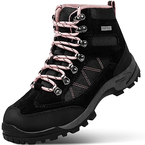 R CORD Womens Waterproof Outdoor Hiking Boots Trekking Camping Trail Boots - 7.5 - Pink