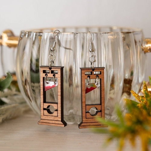 Guillotine Earrings - With Blood