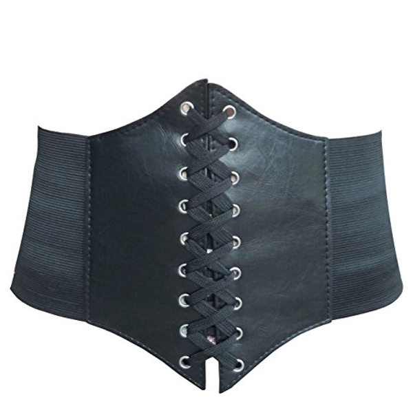 Hoerev Corsets Belt Tops Leather Vest Pirate Halloween Costume Lace Up Waist Belt Bustiers Corsets For Women