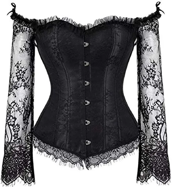 SHYMMUO Corsets For Women Overbust Bustier Top Gothic Punk Sexy Shoulder Straps Plus Size