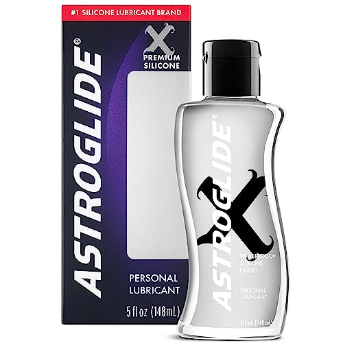 Astroglide X Premium Silicone Personal Lubricant (5oz), Extra Long-Lasting Silky Lube, Hypoallergenic, No Parabens or Glycerin, Waterproof for Water Play, Anal Safe, Dr. Recommended Brand - Astroglide Liquid - 5 Fl Oz (Pack of 1)