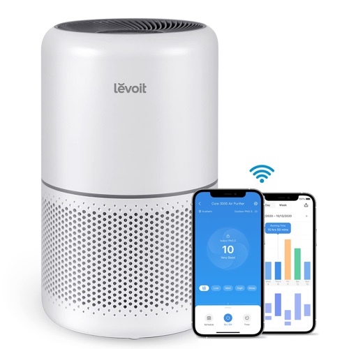LEVOIT Air Purifiers for Home Bedroom H13 True HEPA Filter for Large Room, Sleep, Quiet Cleaner for Dust, Allergies, Pets, Smoke, White Noise, Smart WiFi, Auto Mode, 300S - Smart Core 300S White