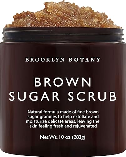 Brooklyn Botany Brown Sugar Body Scrub - Moisturizing and Exfoliating Body, Face, Hand, Foot Scrub - Fights Acne, Fine Lines & Wrinkles, Great Gifts For Women & Men - 10 oz - Brown Sugar - 10 Ounce (Pack of 1)