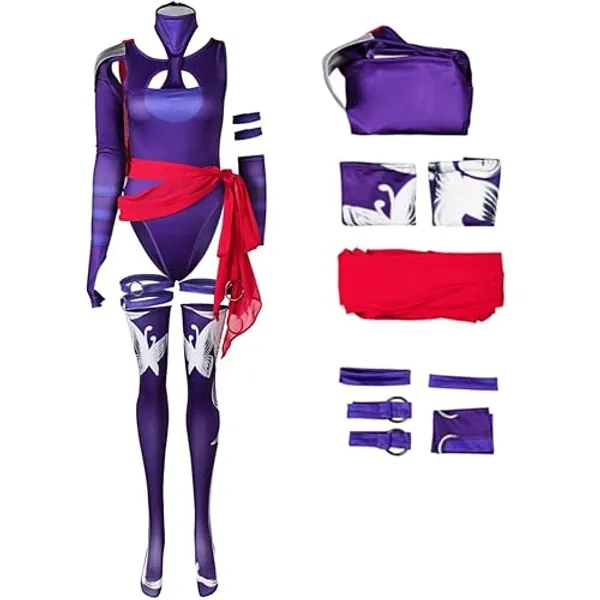 Newcos Women Psylocke Cosplay Costume Adult Betsy Braddock Costume Jumpsuit Bodysuit Superhero Outfits Halloween Suit Purple - Purple - XX-Large