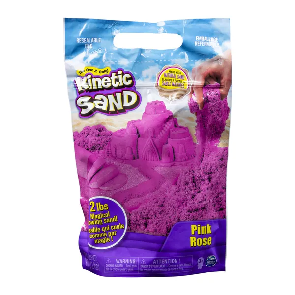 Kinetic Sand, The Original Moldable Sensory Play Sand, Pink, 2 lb. Resealable Bag, Ages 3+