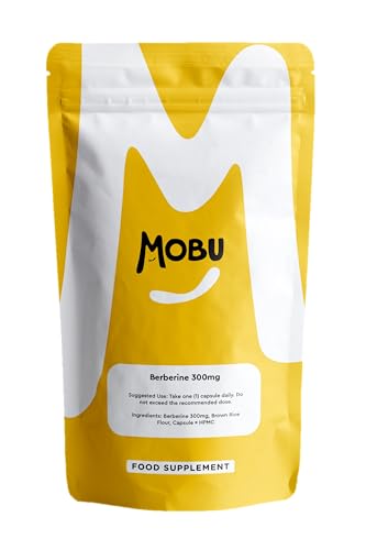 MOBU - Berberine 300mg Capsules | Support Cholesterol, Gut Health Booster | Formulated in The UK, Vegan, Weight Management Aid for Men & Women | PCOS Relief, Gluten Free - 60 Capsules