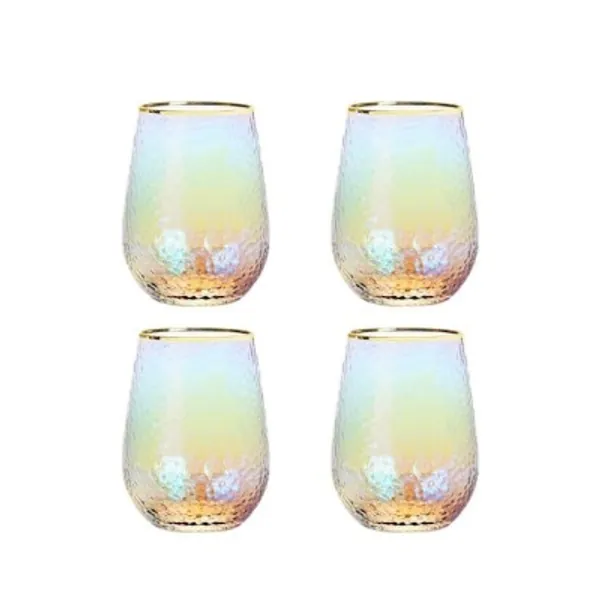 Set of 4 Lustered Iridescent Stemless Wine Glasses 15oz | Etsy
