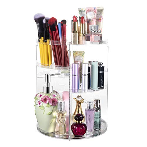 COYAHO 360° Rotating Makeup Organizer, Spinning Bathroom Organizer Countertop, Cosmetic Holder Shelf, Make Up Organizers and Storage for Bedroom, Transparent - Transparent