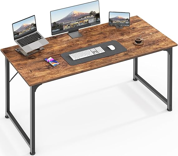 Huuger Computer Desk, 48 Inch Office Desk, Gaming Desk with Storage, Writing Desk Work Desk for Home Office, Study, Modern Simple Desk, Large Legroom, Metal Frame, Rustic Brown - Rustic Brown - 48inch