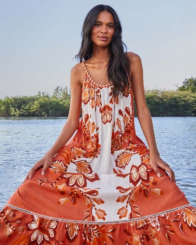 Cream Aura Maxi Dress | L