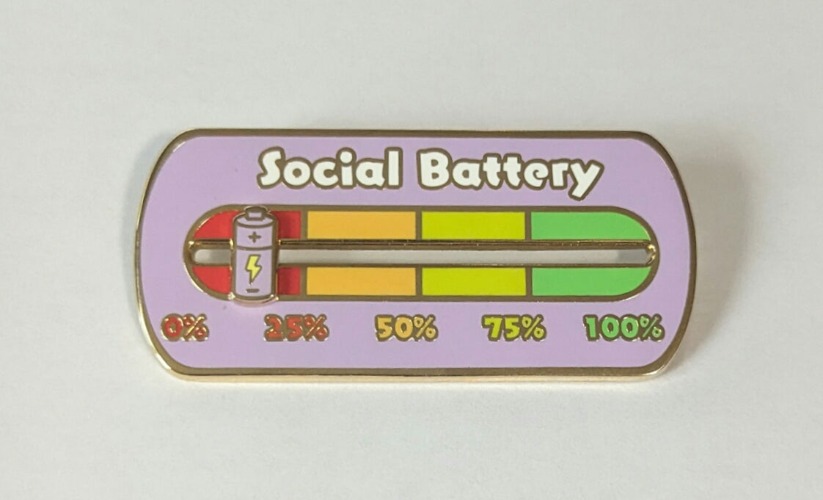 Sliding Social Battery Pin - Purple