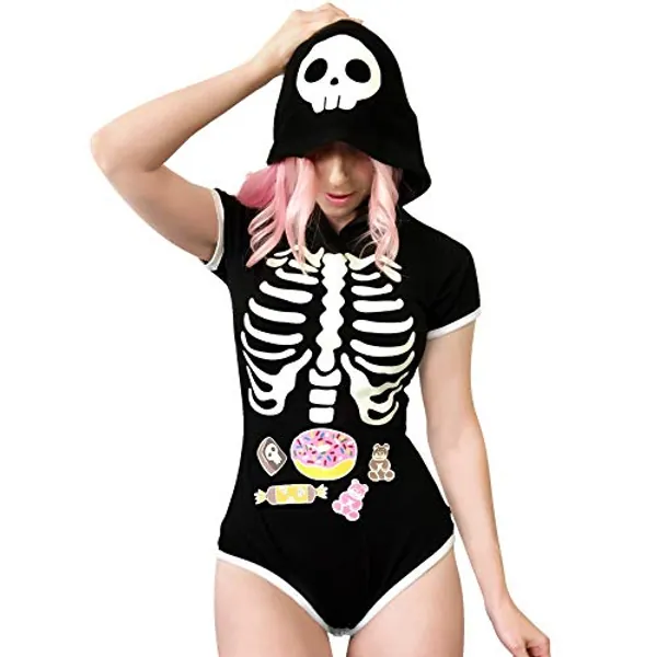 Littleforbig Cotton Romper Onesie Pajamas Bodysuit - Sweet Reaper Night-Glow Halloween