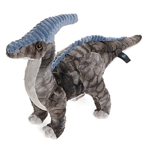 Dinosaur Plush Toy, 16" Parasaurolophus Stuffed Animal Throw Plushie Pillow Doll, Soft Grey Fluffy Friend Hugging Cushion - Present for Every Age & Occasion - Grey