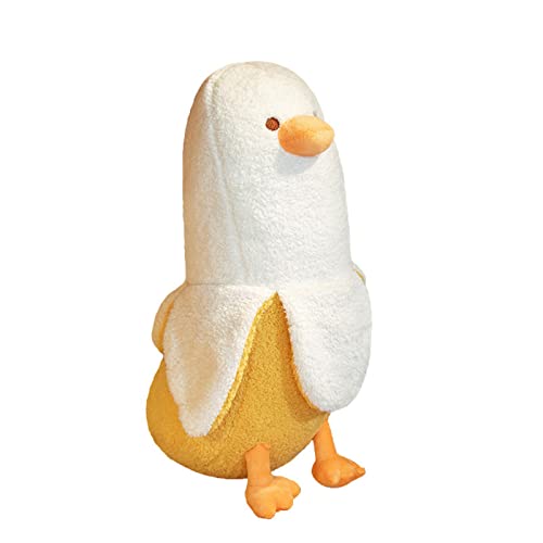 Napacoh Banana Duck Plush Toy, Plushies Kawaii Accessories Cute Duck Banana Stuffed Animal Pillow Gift for Girls Women (50cm/19.69", White) - 50cm/19.69" - White