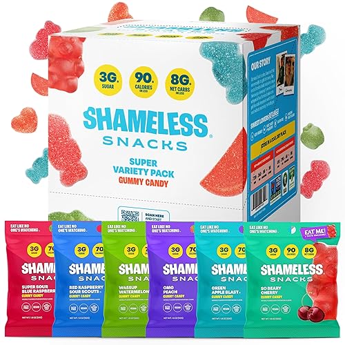 Shameless Snacks - Healthy Low Calorie Snacks, Low Carb Keto Gummies (Gluten Free Candy) - 6 Pack Super Variety Pack - Super Variety Pack