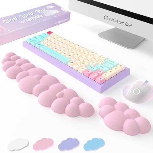 Keyboard Cloud Wrist Rest 2PCS, High Density Memory Foam Keyboard Palm Rest, Ergonomic Keyboard Pad Wrist Support for Pain Relief, Mouse Pad Rest Support for Office/Computer/Laptop/Gaming/Mac,Pink - Cloud Wrist Rest for Keyboard Pad Pink