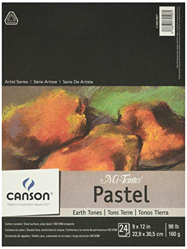 CANSON Mi-Teintes Pastel Pad, Assorted Colors 9"X12" Fold Over (100510864) , White - Earth Tones