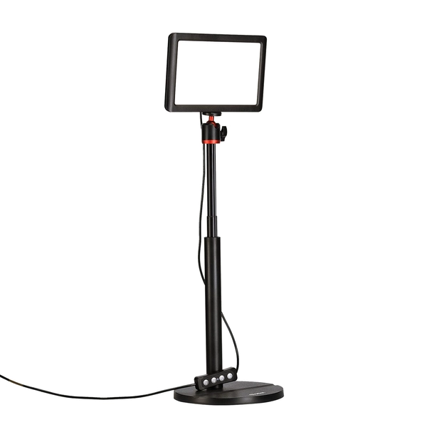 Rollei Lumis Key-Light, LED-videolamp inclusief tafelstatief met afstandsbediening op de kabel voor het verlichten van videostreams en conferenties 28555, zwart