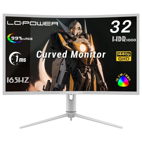 LC-POWER LC-M32-QHD-165-C-K 32" Monitor Gaming Gebogen (QHD 2560 x 1440, 165Hz,1 ms, 1000R Curvature, Adaptive Sync, HDR 1000,VA, 99% sRGB)