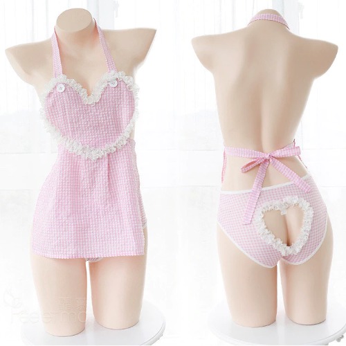 Sweet Peekaboo Apron Dress - Pink