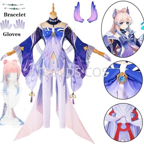 58.86US $ 46% OFF|Game Cosplay Genshin Impact Sangonomiya Kokomi Cosplay Costume Pearl Of Wisdom Kokomi Outfit Dress Wig Full Set Comic Con - Cosplay Costumes - AliExpress