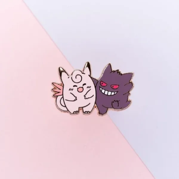 Purple Monster & Pink Cutie  Pocket Monster Hard Enamel Pin | Etsy UK
