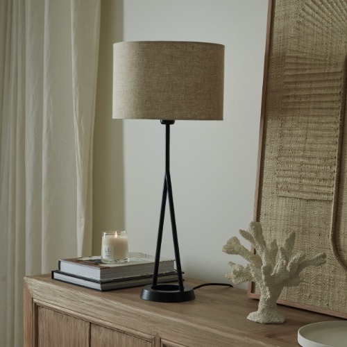 Zia Black Table Lamp with Natural Shade | Default Title