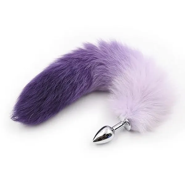 Ooiixx Butt Plug Fox Tail Cosplay Anal Plug Anal Butt Plug Adult Sex Toys for Beginner Women Men Couple (18" Purple) - 18 "Purple