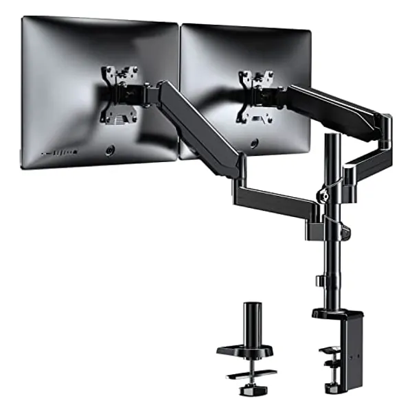 
                            WALI Premium Dual LCD Monitor Desk Mount Fully Adjustable Gas Spring Stand for Display up to 32 inch, GSDM002, (Black)
                        