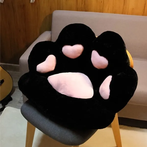 Cat Paw Cushion Floor Cushions seat Cushion for Office Chair cat Pillow Outdoor Chair Cushions Gaming Chairs Cushion Plush Sofa Cushion Warm Skin-Friendly Relieves Coccyx Sciatic (Black, 27.5*23.6in)